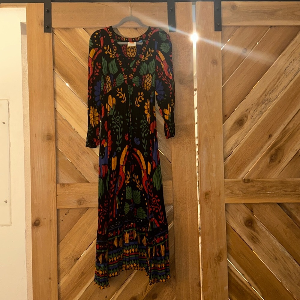 Black and Floral Farm Rio Maxi Dress